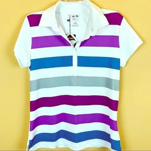 New Adidas golf climacool striped polo shirt